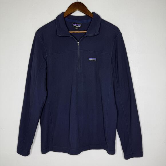 Patagonia Other - Patagonia Jacket Mens Medium Navy Blue Half Zip Fleece Pullover Outdoors Hiking